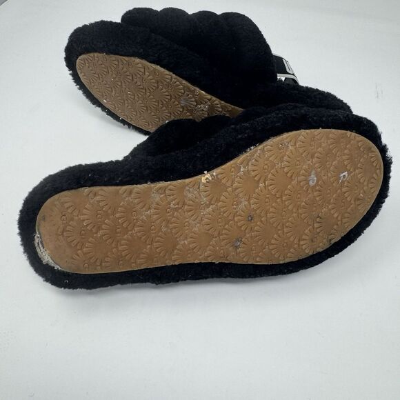 UGG FLUFF YEAH SLIDE BLACK MOCASSIN SLIP ON SANDAL US 5 - Picture 6 of 7